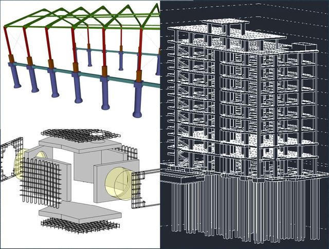 Modelo estructural de un edificio en altura con su cimentación