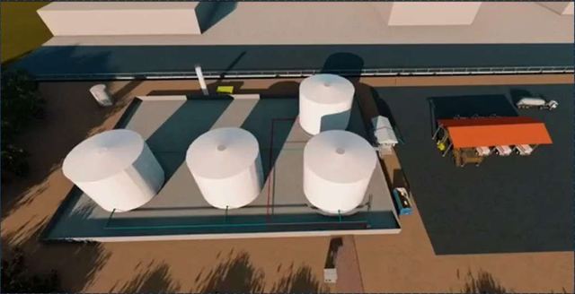 Modelo de un terminal con tanques de almacenamiento de combustible